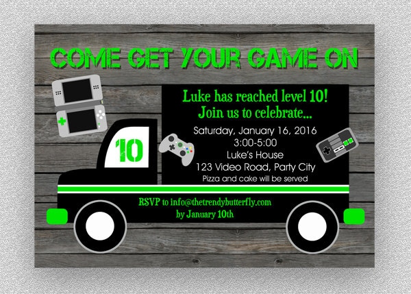 Video Game Birthday Invitation , Gaming