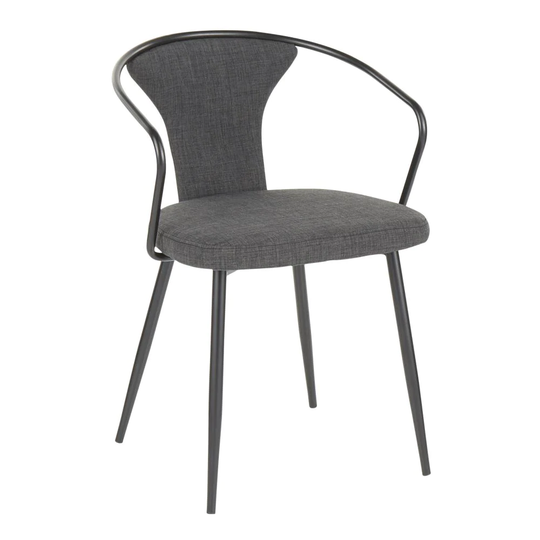 LumiSource Waco Industrial Black Metal, Grey Fabric Blend Transitional Accent Chair in Gray | CH-WACOUP BKDGY