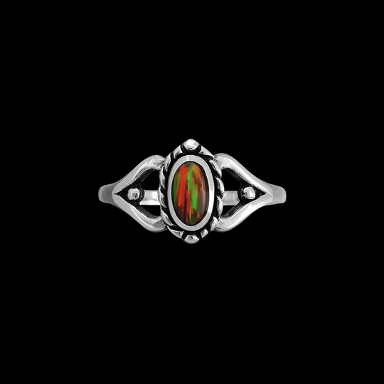 925 Sterling Silver Oval Red Opal Cabochon Ring With Braided Accent, Beaded Design, Detailed Band, Twisted Handmade Jewelry | 5