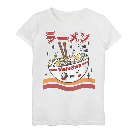 Girls 7-16 Maruchan Kawai Bowl Wink Kanji Graphic Tee, Girl's, Size: Small, White