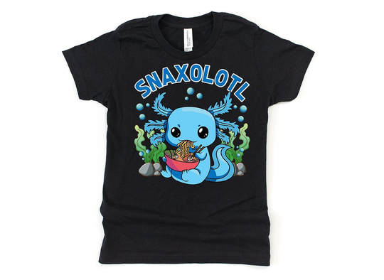 Axolotl Snacks Shirt, Snaxolotl, Pho Ramen Shirt Kids, Boys T-Shirt, Salamander, Blue Shirts, Gifts