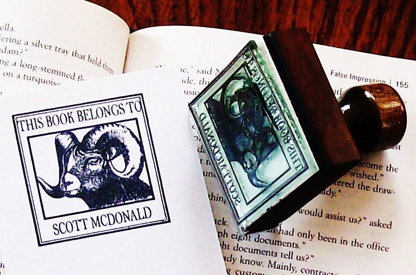 Custom Ram Ex Libris Library Stamp Rubber Add Your Name A10