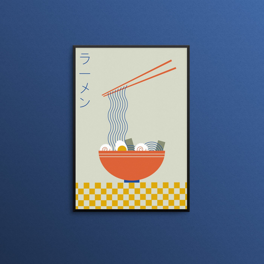 Ramen Noodles Food Art Print Retro Japan Geometric