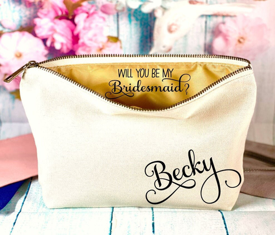 Bridesmaid Gifts Bridesmaid Proposal Will You Be My Maid Of Honor Gift Makeup Bag Secret Message Bridal Party