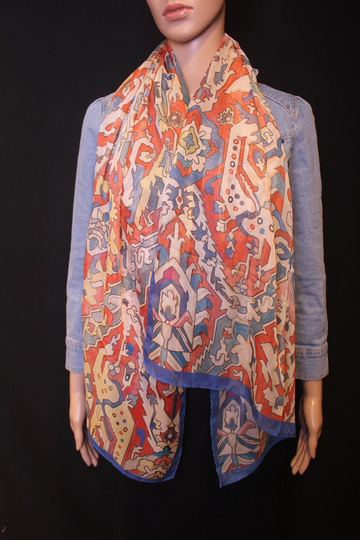 67-22 in Luxury Silk & Cotton Blend High Quality Armenian Rug Pattern Scarf