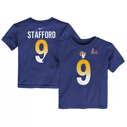 Toddler Nike Matthew Stafford Royal Los Angeles Rams Super Bowl LVI Name & Number T-Shirt, Toddler Unisex, Size: 3T, Blue