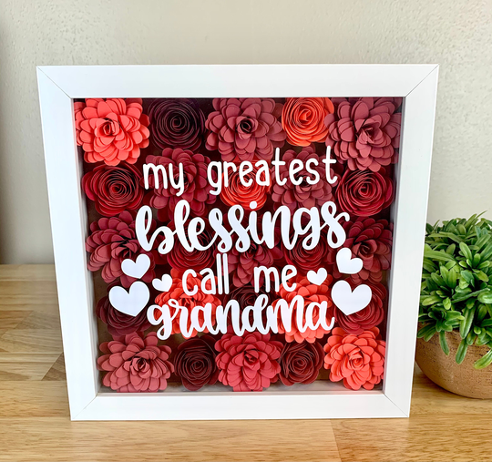 Grandma Blessings Mother's Day Gift, Shadow Box, Promoted To Grandma, Paper Flowers, Flower Shadowbox, Mama Bear