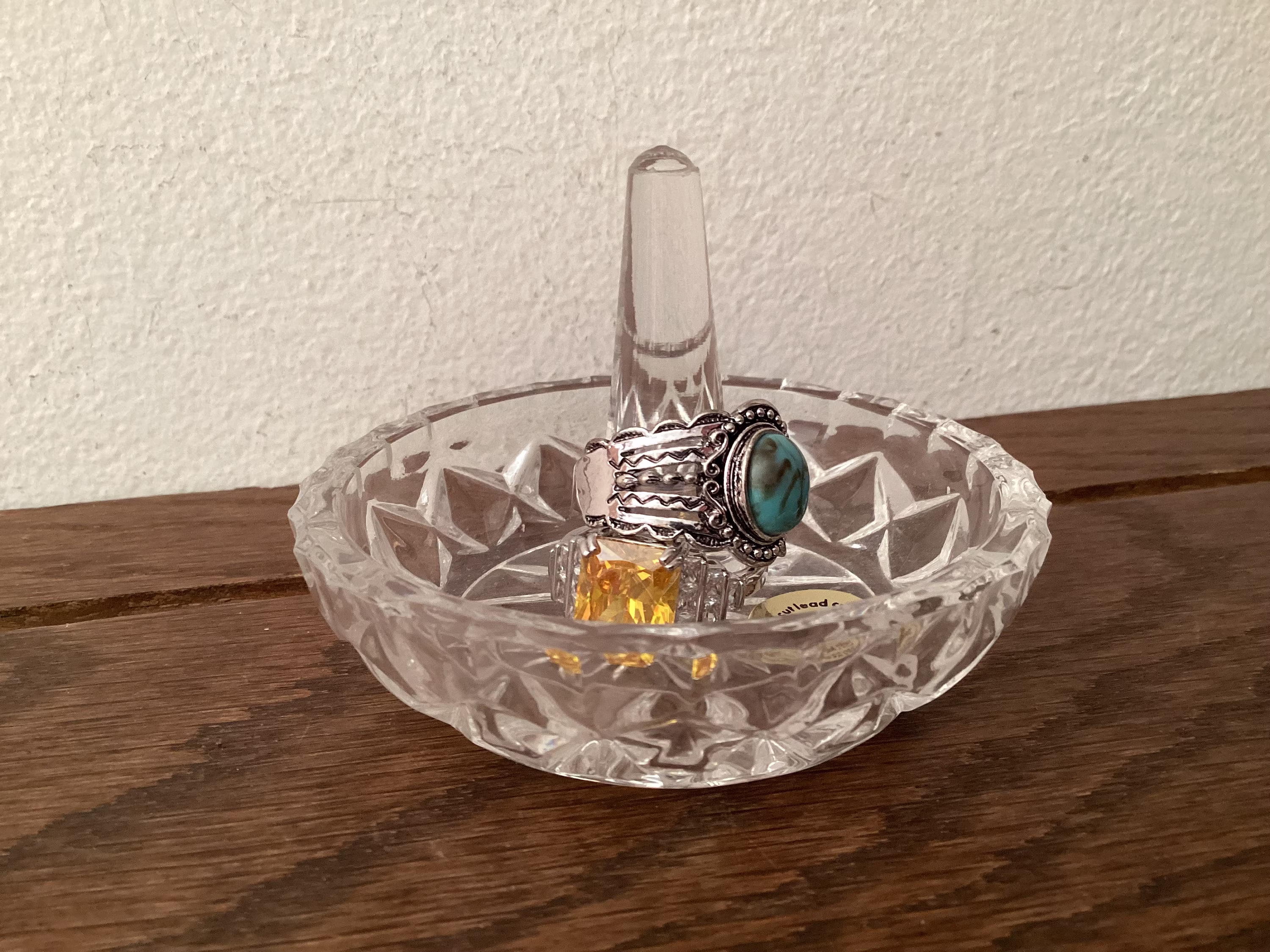Vintage Hand Cut Lead Crystal Ring Dish Zojezar Crystal Made in Yugoslavia Original Label Attached