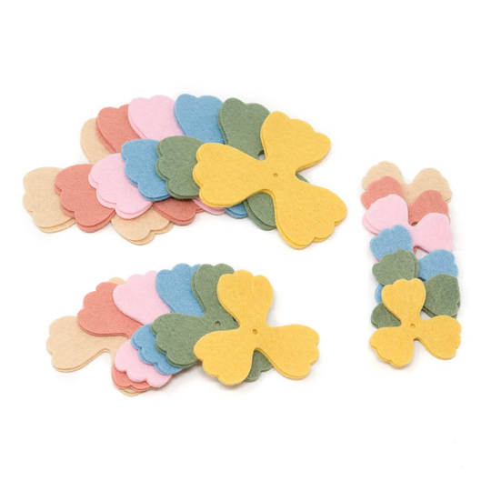 36 Pansy Wool Blend Felt Die Cut Applique Flowers - Boho Colors