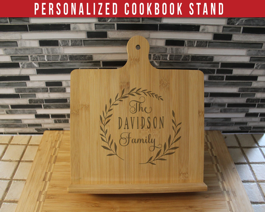 Personalized Cookbook Stand, Kitchen Gift For Mom & Grandma, Family Name Gift, New Couples Housewarming - Select From 27 Designs