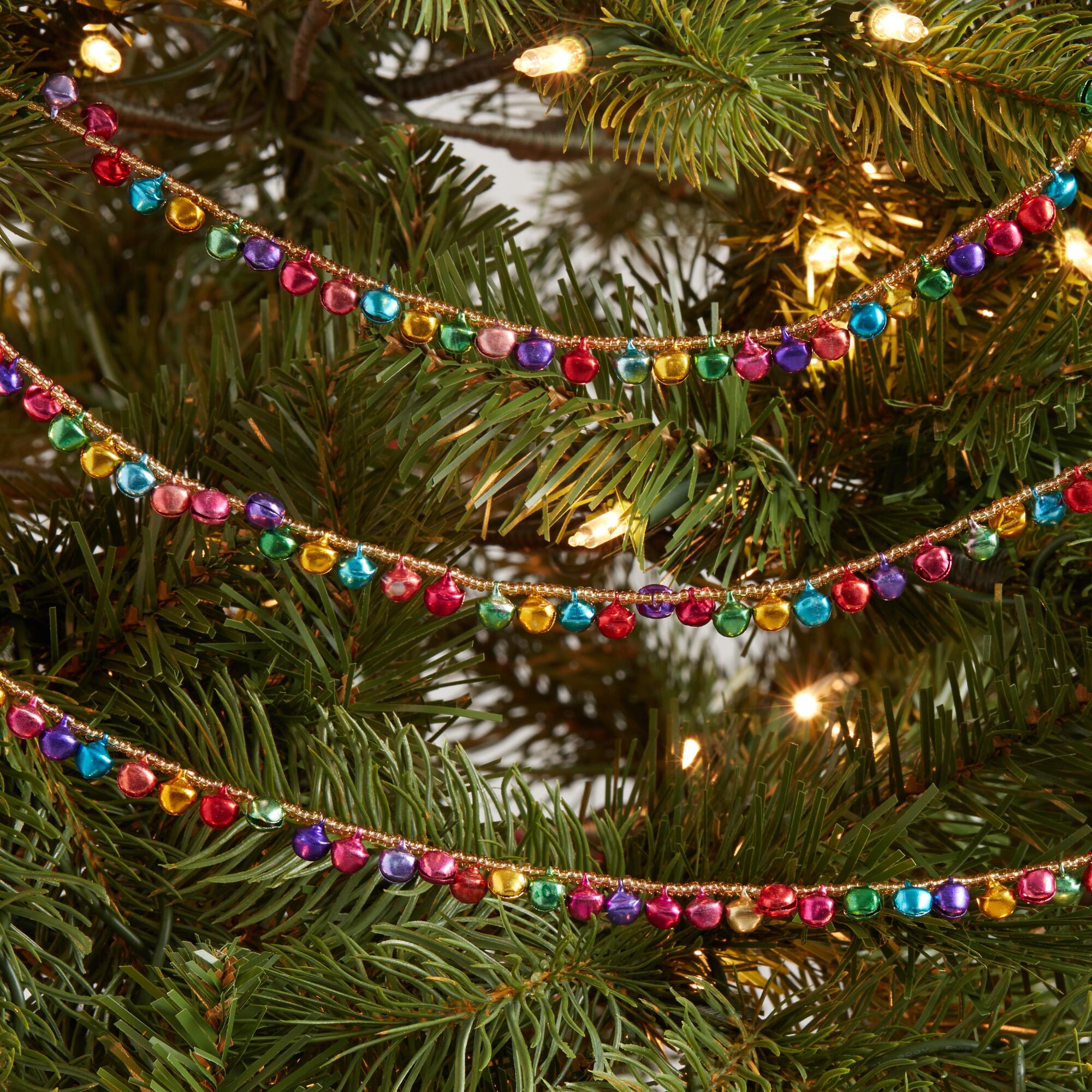 Multicolor Mini Bell and Gold Bead Garland - Metal by World Market