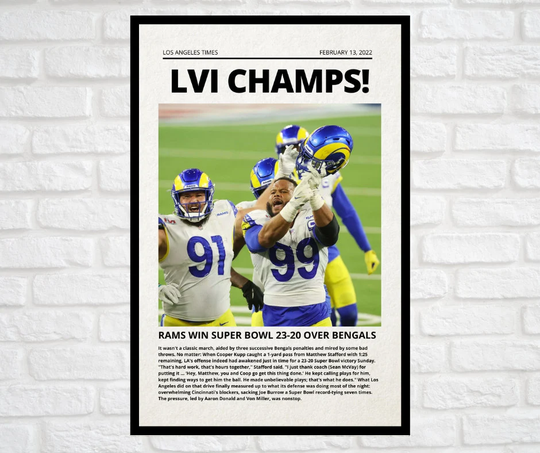 Los Angeles Rams Newspaper, 2022 Super Bowl Champions, La Football, Lvi Champs