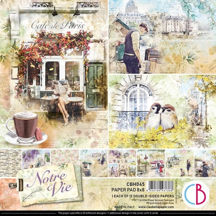 8X8 Notre Vie Paper Pad - Ciao Bella 8 X Cardstock Double-Sided Collection 28-231