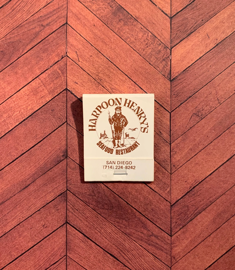 Vintage Matchbook, Harpoon Henrys, Restaurant, San Diego, California, with 20 Match Sticks, Free Ship in Usa