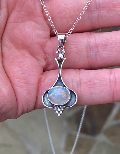 Egyptian Style, Rainbow Moonstone Necklace