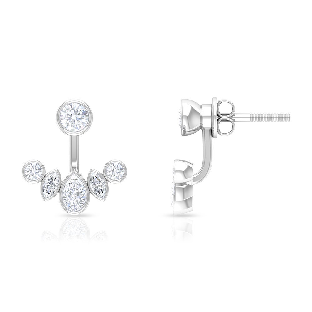 3/4 Ct Diamond Jacket Earrings, Bezel Set Front Back Earrings