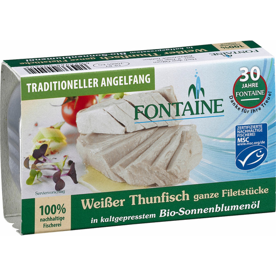 Fontaine white tuna in organic sunflower oil, 120g
