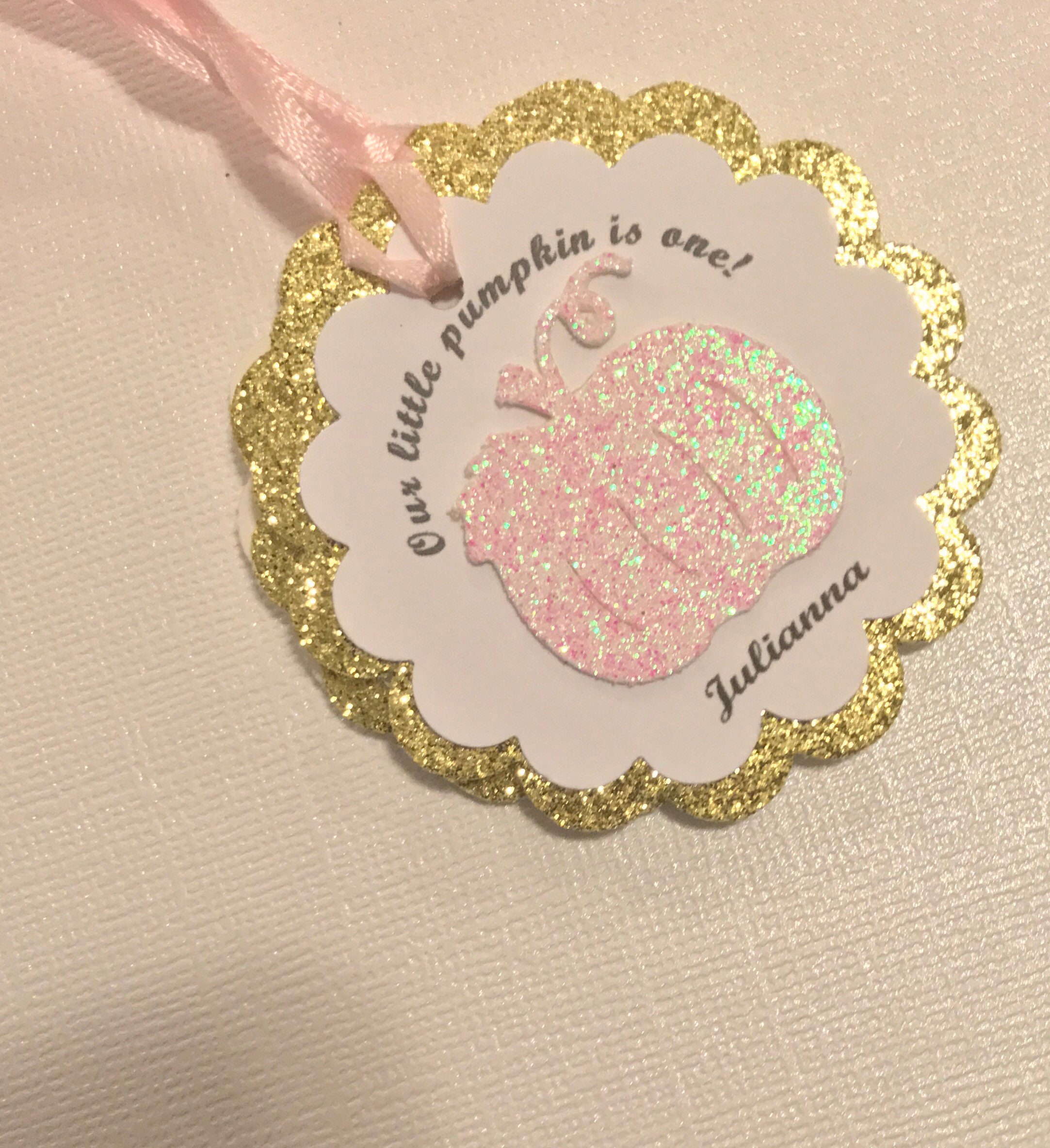 Little Pumpkin Birthday Decorations .pumpkin Favor Tags. Girl First .our 1st .pink & Gold