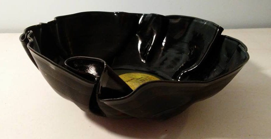 Paul & Linda Mccartney Ram Vinyl Record Bowl With Green Apple Label Hand Made From Original Fun Unique Music Gift Or Decor