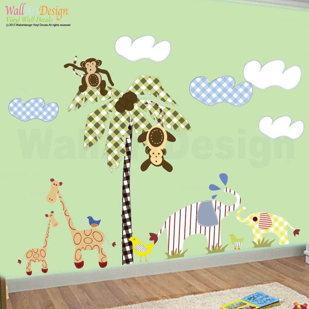 Vinyl Wall Decal Jungle Friends - Art Decals Stickers - Nursery Kids Boys