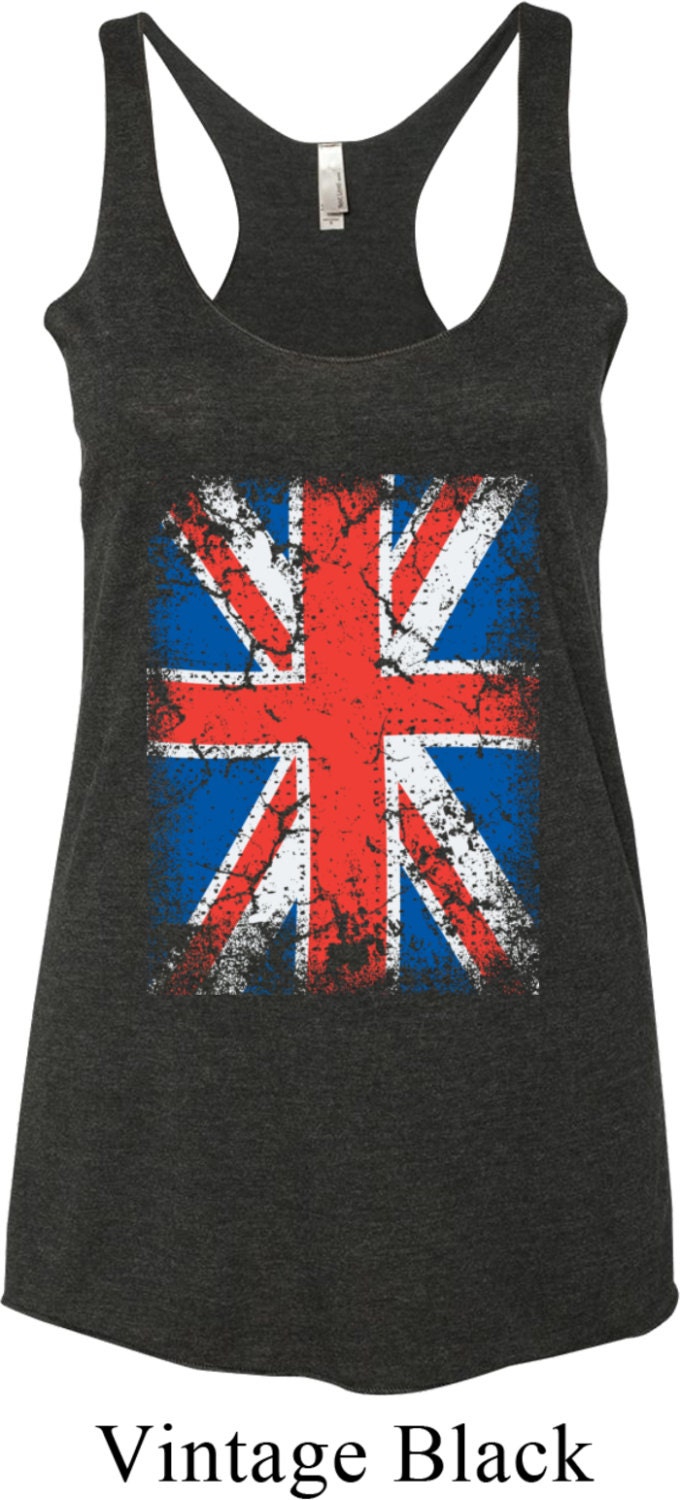Distressed Union Jack Ladies Tri Blend Racerback Tank Top Unionjack-Nl6733