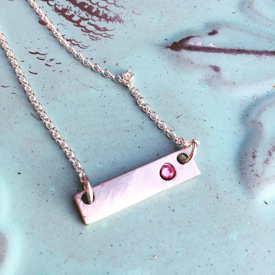 Mom Birthstone Necklace - Bar Custom Mother's For
