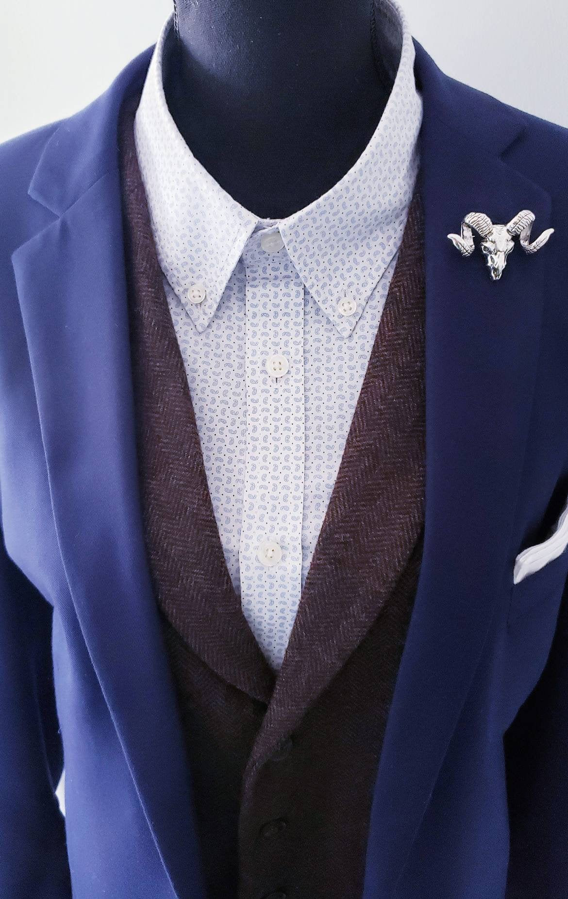 Ram Lapel Pin | Brooch Badge Silver For Suits, Tuxedos, Shirts, Blouses, Scarves, Shawls & More