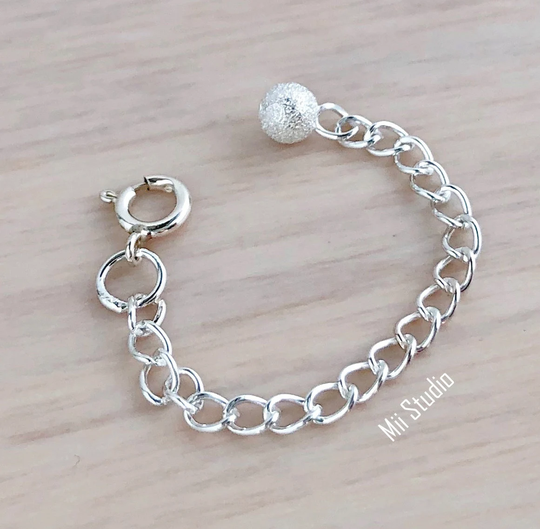 4x Sterling Silver Extender Chain With Stardust Bead Spring Ring Clasp Extend 2 3/8" F51S