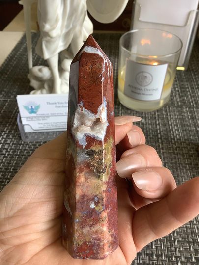 Rare Red Plum Wood Druzy Point