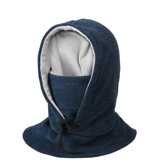 Winter Hat Adjustable Drawstring Wind Resistant Cotton Blend Face Cover Scraf Cycling Cap for Unisex - navy blue