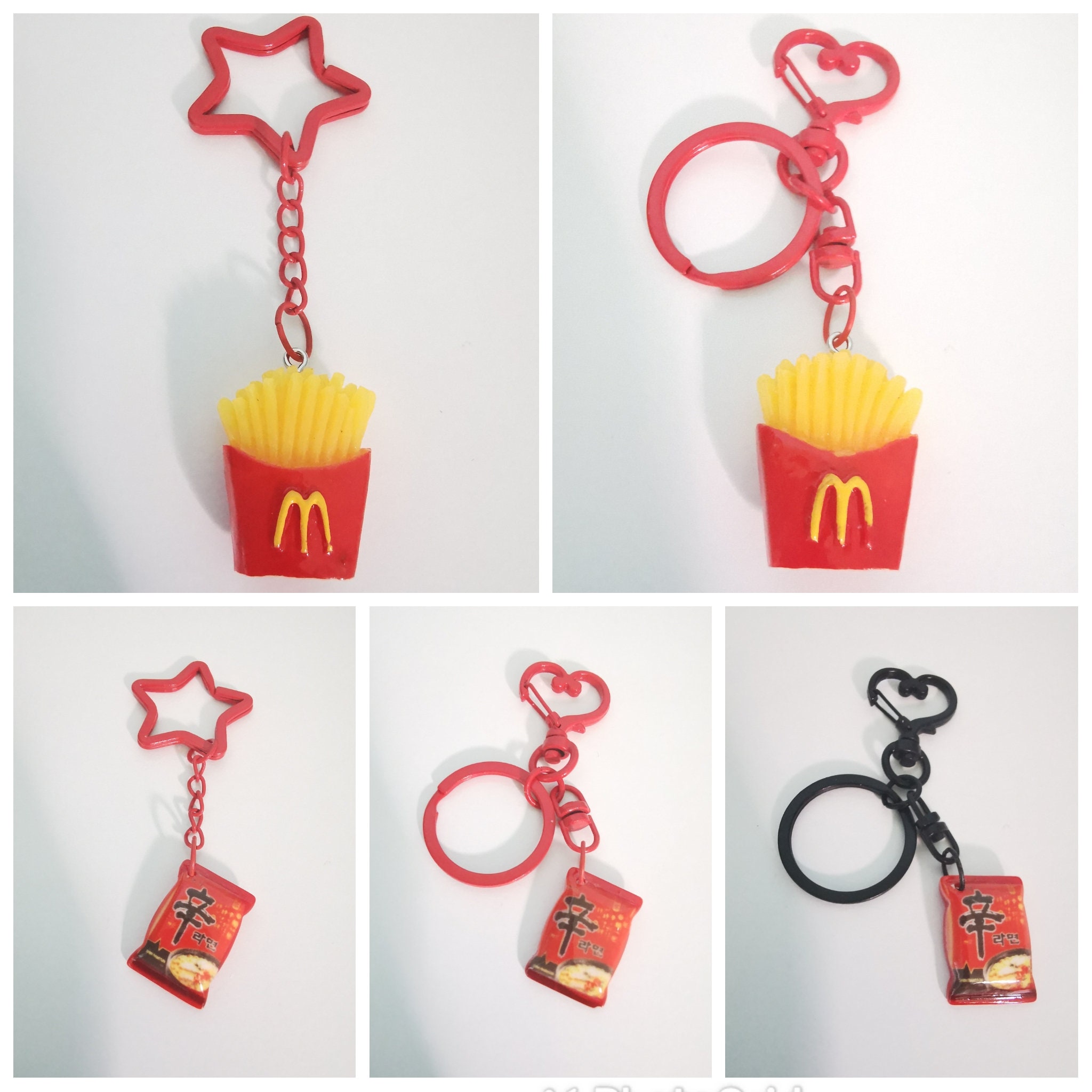 Fries Keychain Korean Noodle Keychain Ramen Donut Boba Oreo Bubble Tea Chocolate Bar