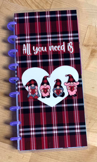 Front & Back Cover Set Gnomes Valentine Plaid All You Need Is Love For Use With The Half Sheet Notebook Happy Planner
