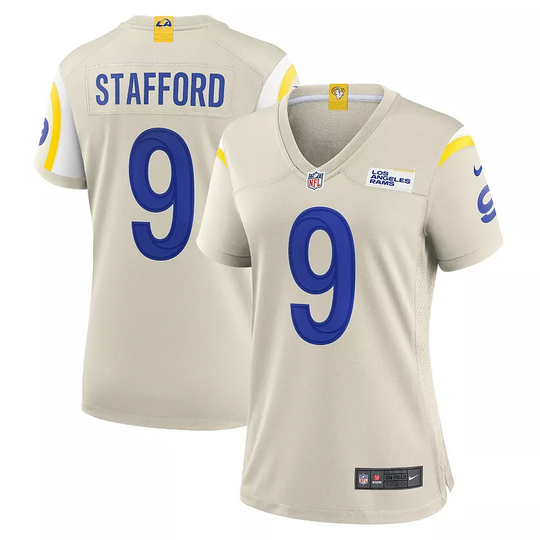 Women's Nike Matthew Stafford Bone Los Angeles Rams Game Jersey, Size: 2XL, Beige Over