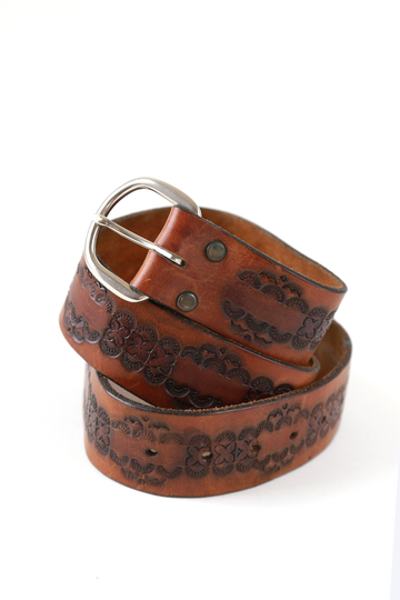 Tooled Leather Belt | Vintage 70S Soft 30