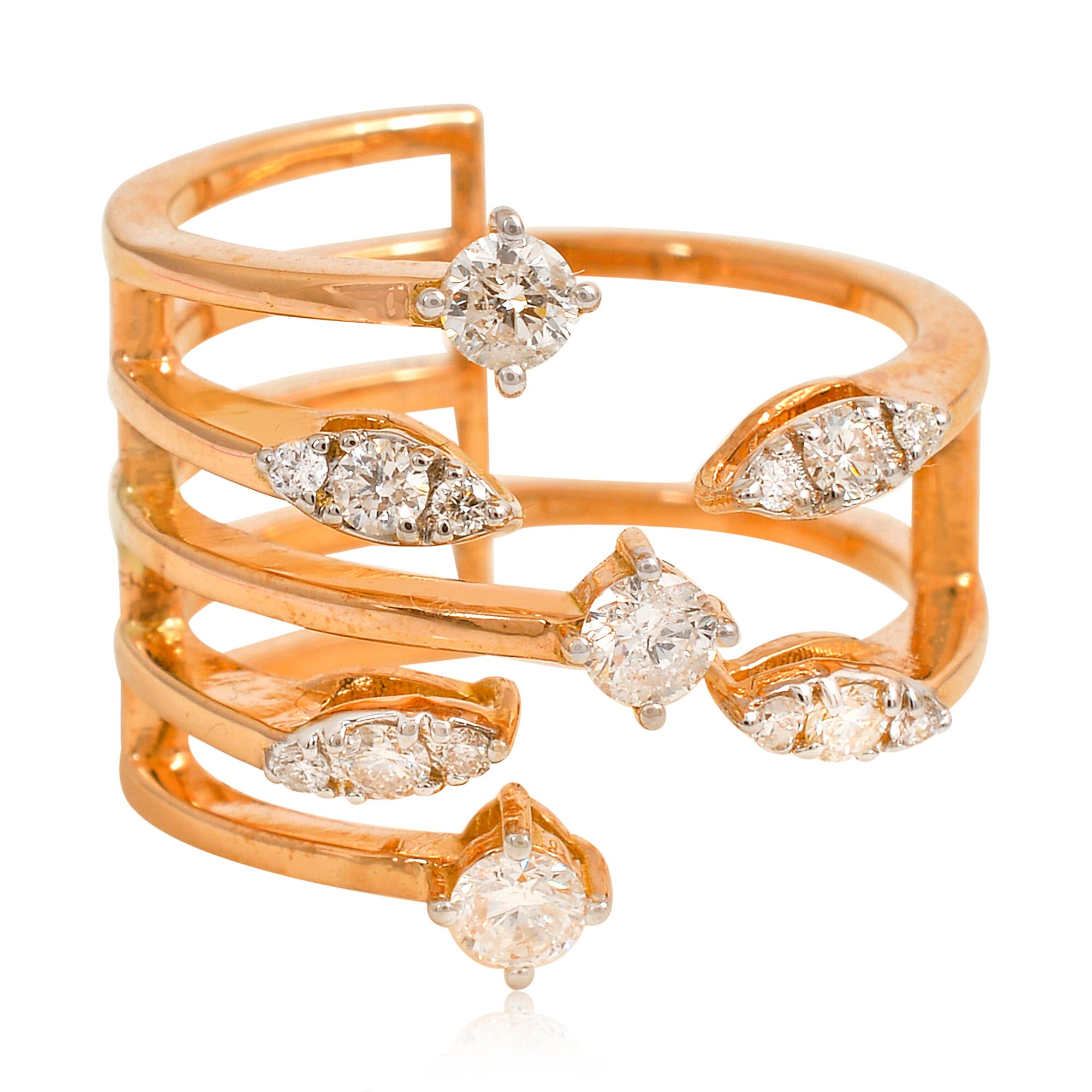 18K Yellow Gold Wedding Cage Ring 0.55 Ct Natural Diamond Si Clarity Hi Color Certified Jewelry Gifts For Her