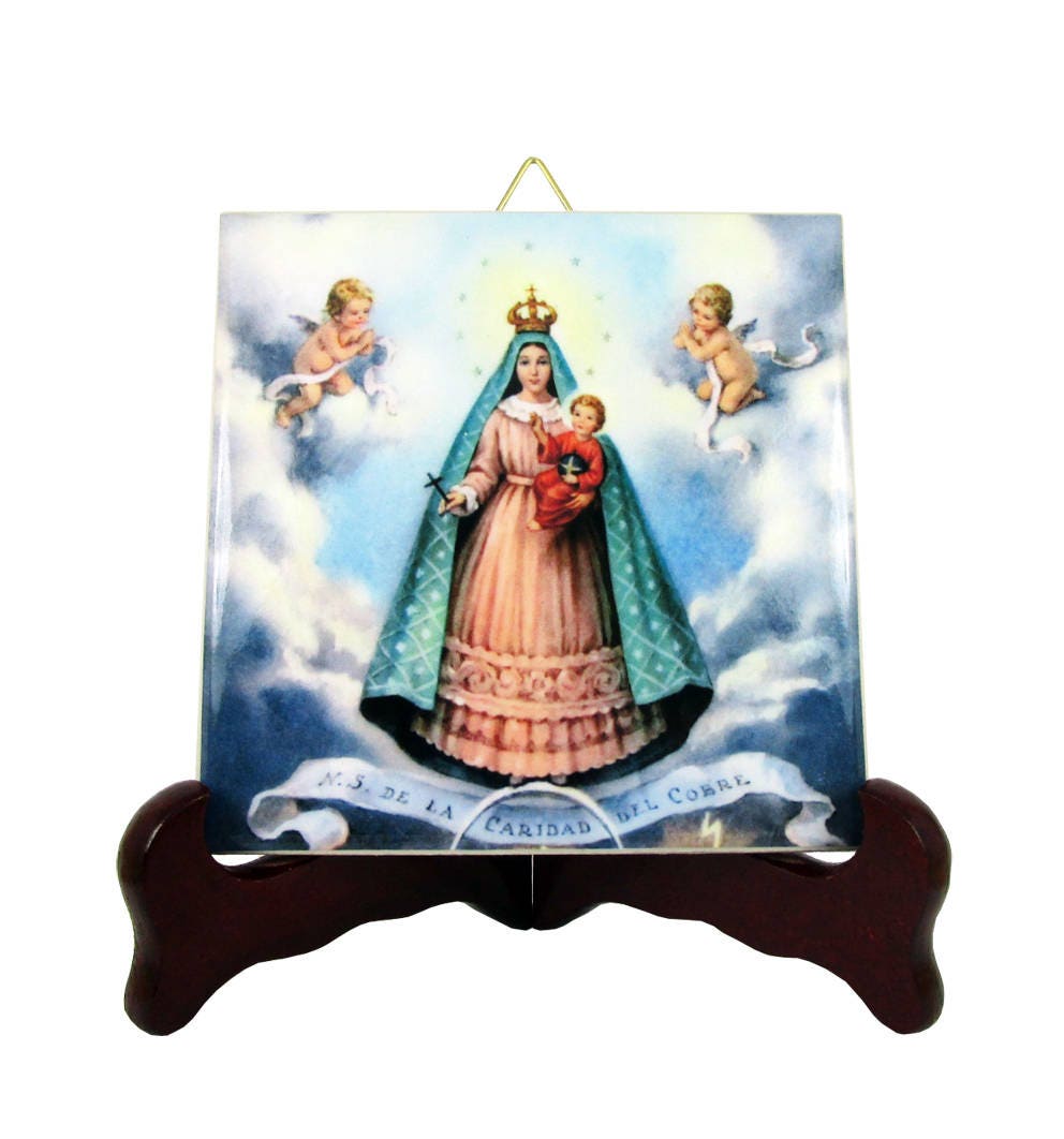 Catholic Art - Our Lady Of Charity El Cobre Catholic Icon On Ceramic Tile Virgen De La Caridad Virgin Mary