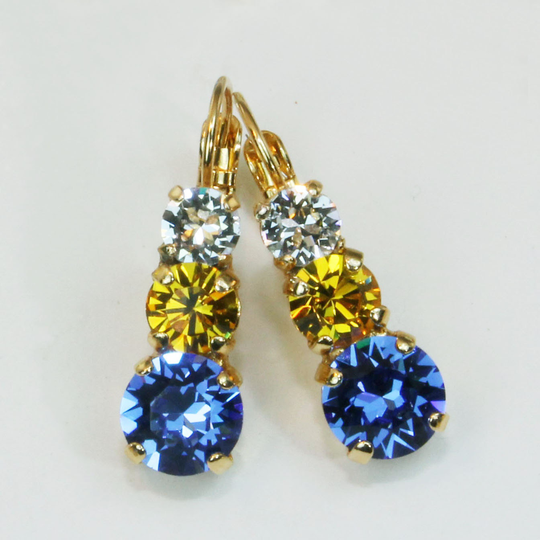 Blue Yellow Earrings Chargers Warriors Drop Earring Ucla Bruins Mariners Nuggets, European, Gold, Ge45