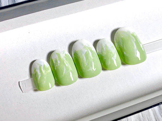 Matcha Blend | Custom Any Shape Abstract Coffee Splash Marble Milk Cream Swirl Green White