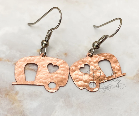 Copper Camper Earrings, Camping Lovers Gift