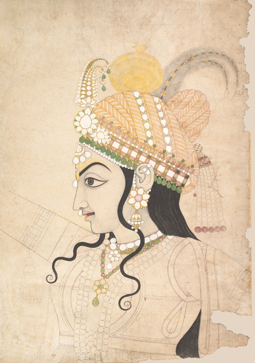 India Drawing Reproduction The Head Of Krishna - For A Mural The Raslila, C. 1800 Fine Art Print