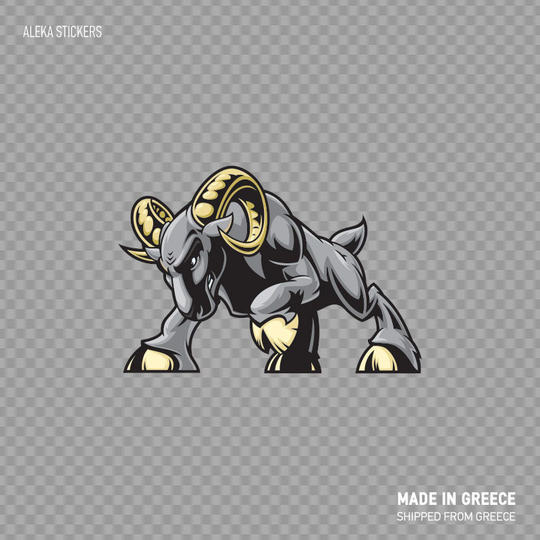 Decal Sticker Gray Aggressive Ram Brutal Goat Farm Nature Animal Top Quality Vinyl Waterproof Weatherproof Indoor Outdoor Use W9x62