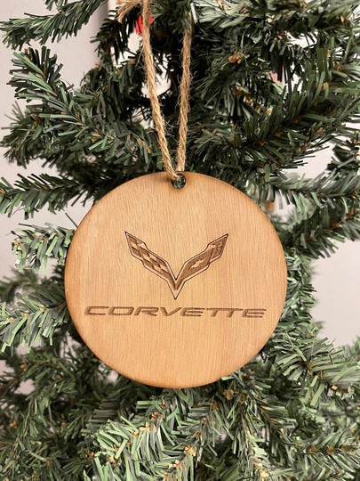 Wooden Chevy Corvette Christmas Ornament