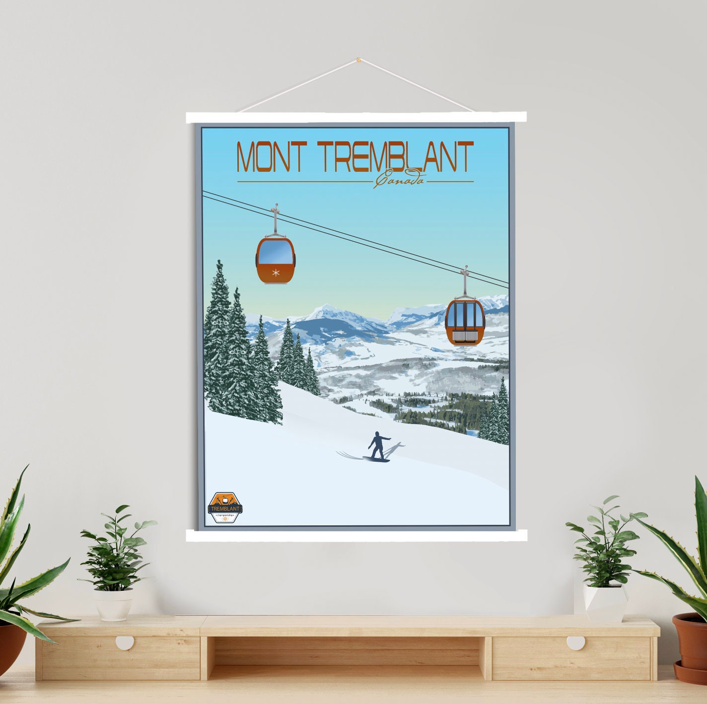Mont Tremblant Canada Modern Illustration Print | Hanging Canvas Of Ski Resort Printed Marketplace
