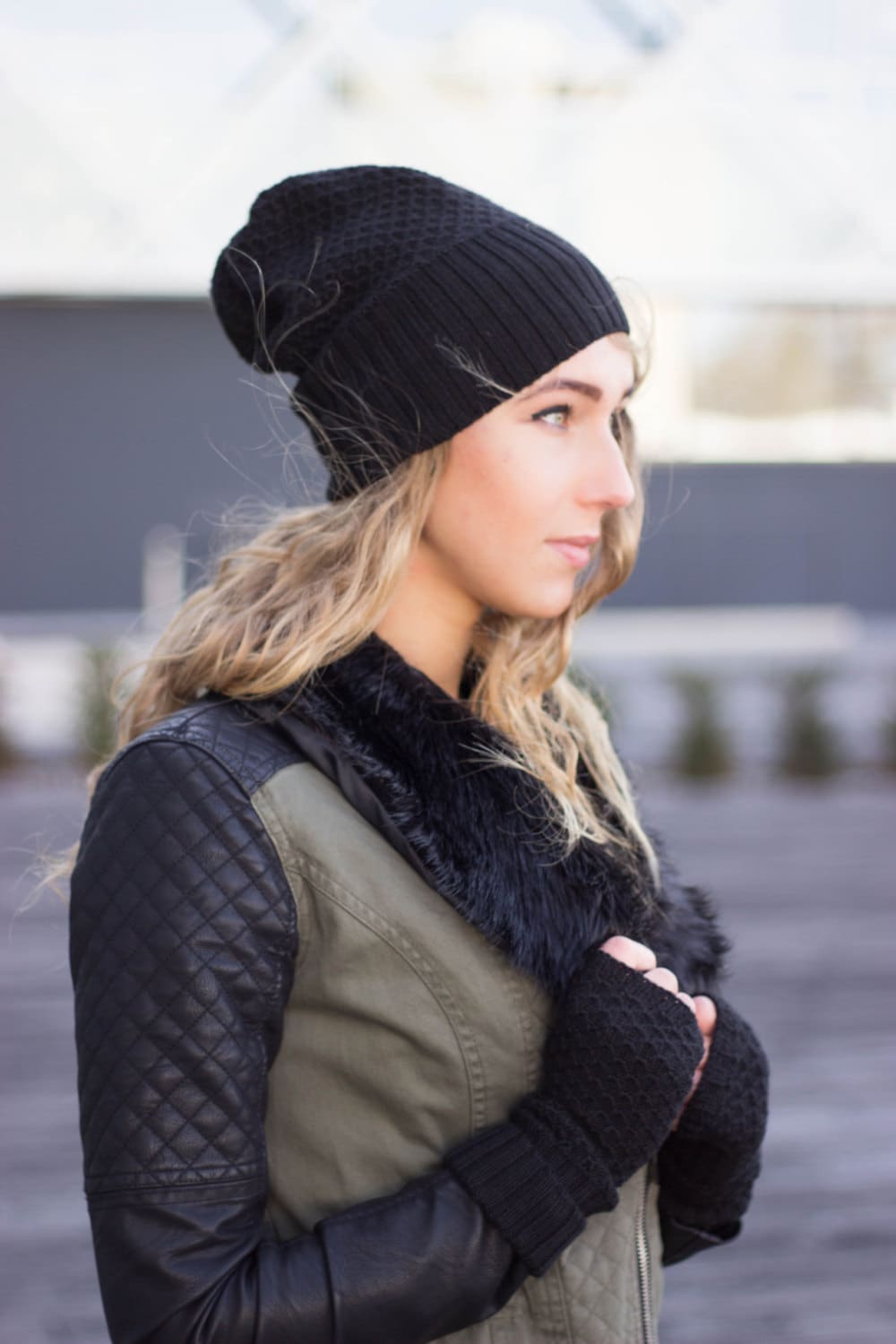 High Quality Yarn/Blended Cashmere & Merino Wool /Beanie Hat Black Women/ Unisex