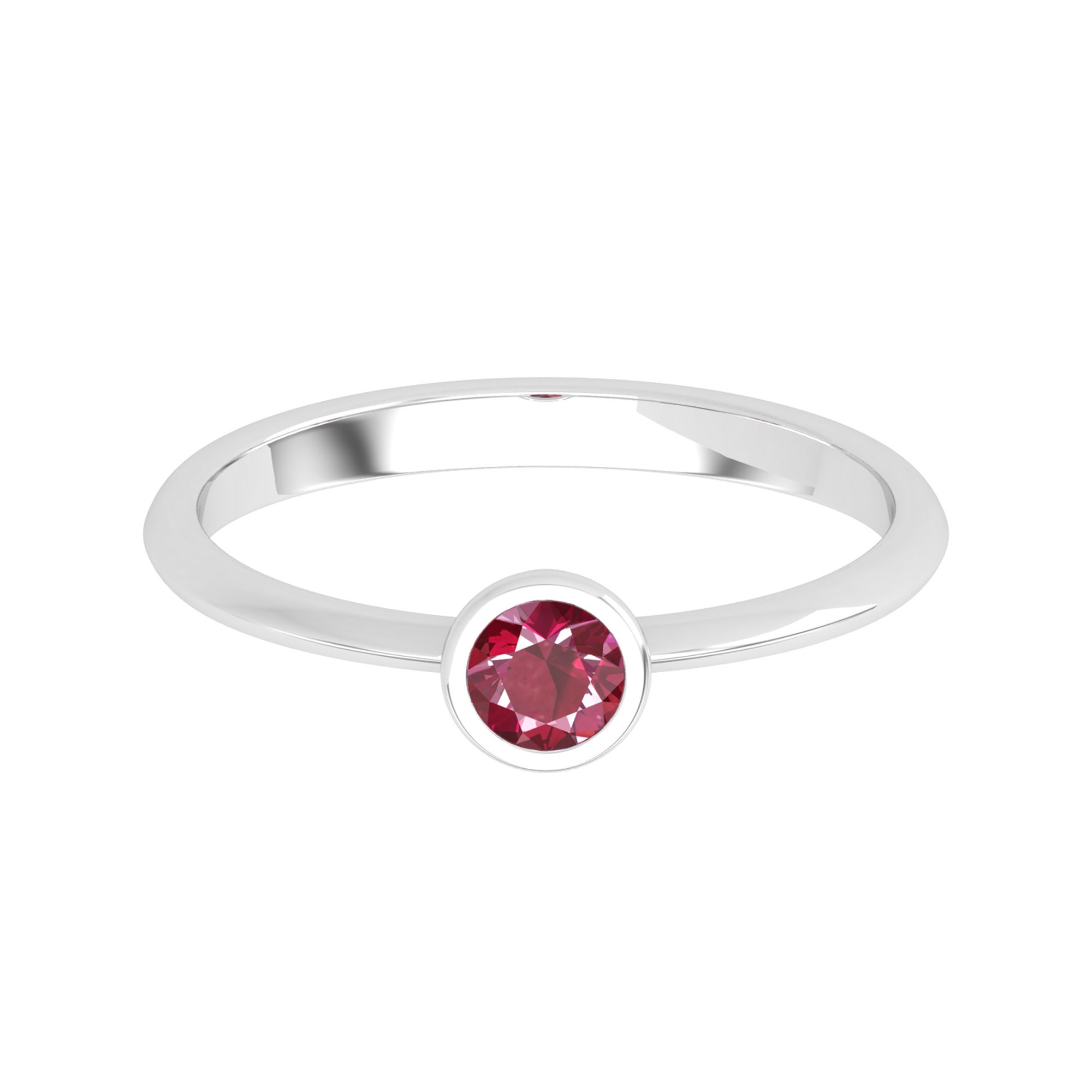 Art Deco Ruby Engagement Ring, Solid Gold Dainty Nouveau Wedding White Rings For Women