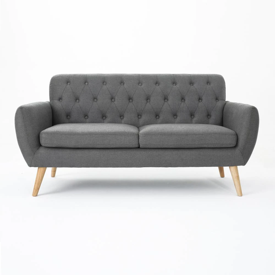 Best Selling Home Decor Bernice Midcentury Dark Grey Polyester/Blend Sofa in Gray | 301859