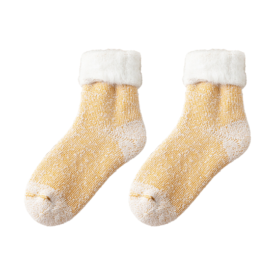 1 Pair More Thicken Warm Keeping Women Socks Wool Blend Practical Good Woven Winter Socks for Daily Wear - light yellow