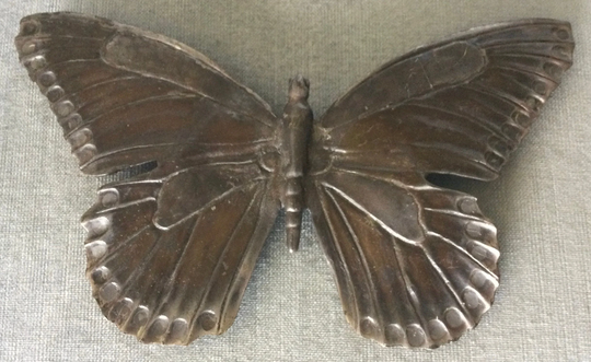 Monumental Laloon Signed Butterfly 7 1/2" Long Massive Belt Buckle Antiqued Silver Metal Vintage Designer Couture Runway Animal Statement