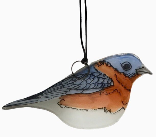 Handmade Fused Glass Bird Ornament Suncatcher Bluebird