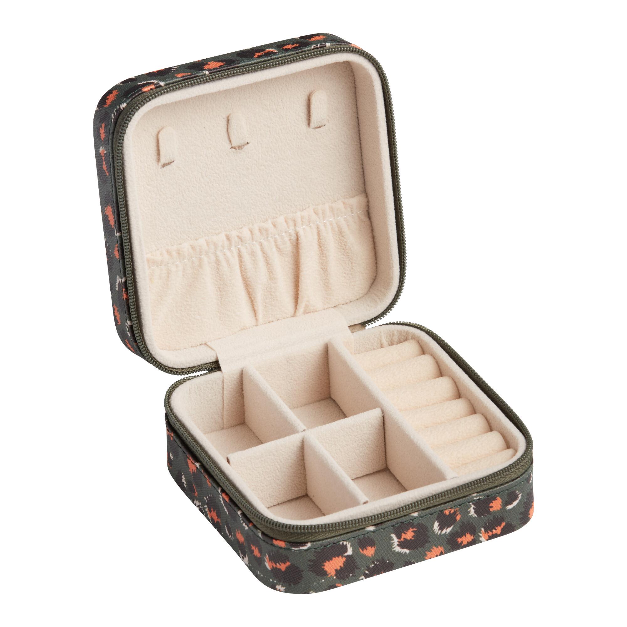 Black And Coral Cheetah Travel Jewelry Box: Brown by World Market